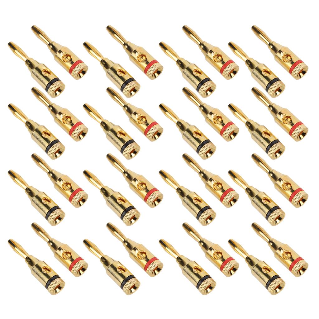 32 Stück Lautsprecher Bananenstecker Vergoldet Aluminiumlegierung Offener Schraubtyp Universell für 12 bis 18 AWG Drähte
