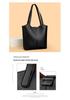 Women's Soft Leather Tote Bag - Stylish Simple Solid Color, Large Capacity, Single Shoulder for Work and Commute.