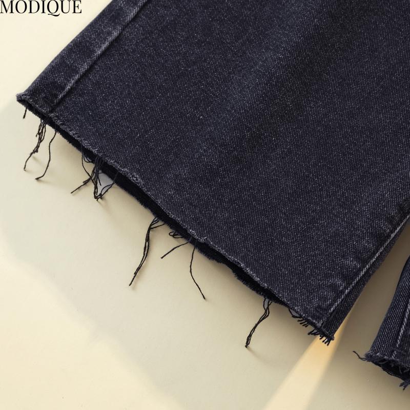 MODIQUE 2025 Nou Mărimi Mari Casual de Vară pentru Femei cu Talie Înaltă Drepți Scurți din Denim Albastru Dama Largi de Bază Pantaloni Cinci Sferturi