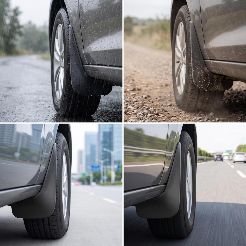 4 Pieces Car Mudguards with Mounting Holes Scratch-Resistant Automotive Parts