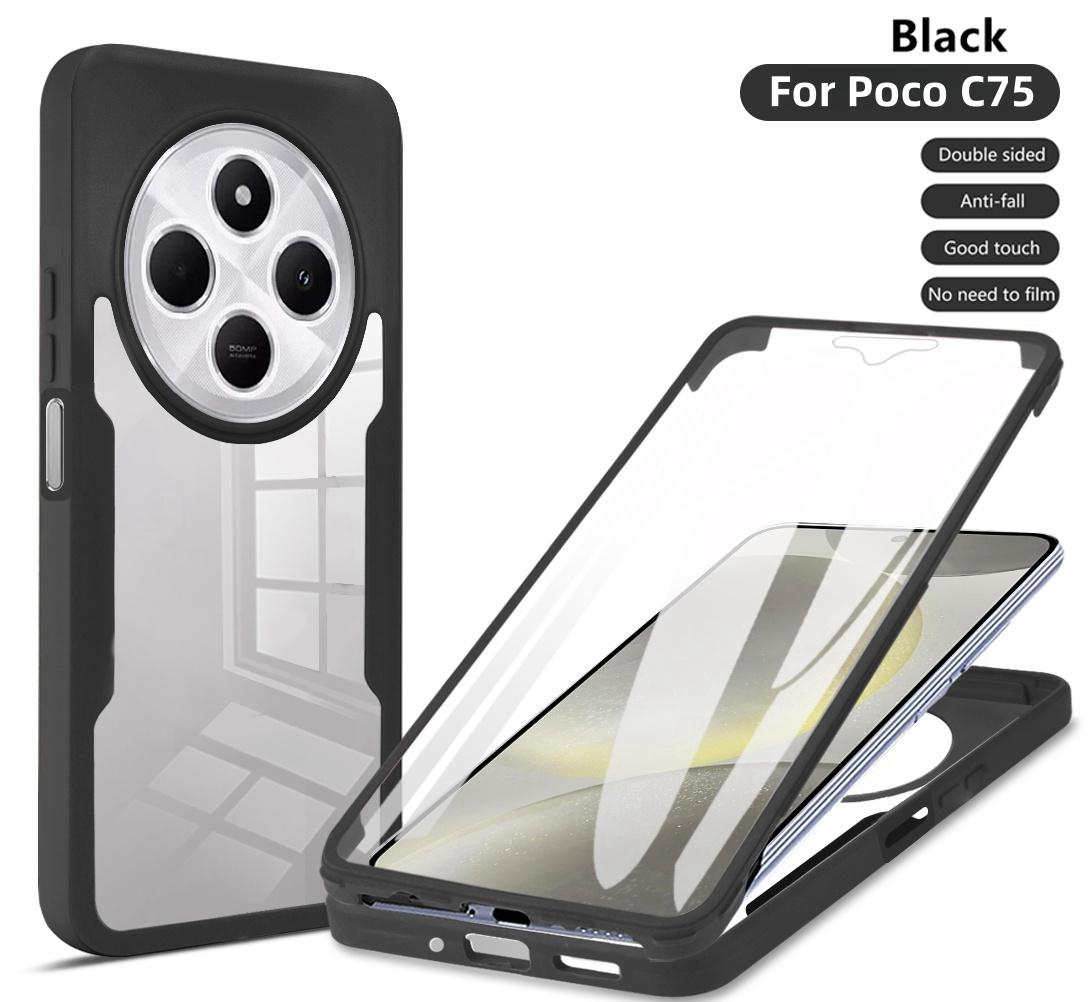 

Чехол для Xiaomi Poco C75 360 Полная защита Чехол для телефона для Pocco Poko Little C75 C 75 PocoC75 Прозрачный экран с бампером For Poco C75