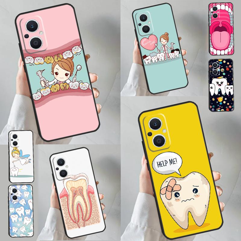 Cartoon Dentist Dental Teeth Case For OPPO Reno 13 13F 12 F 11 8T 7 8 10 Pro OPPO Find X8 X6 Pro X3 X5 Lite Cover Coque