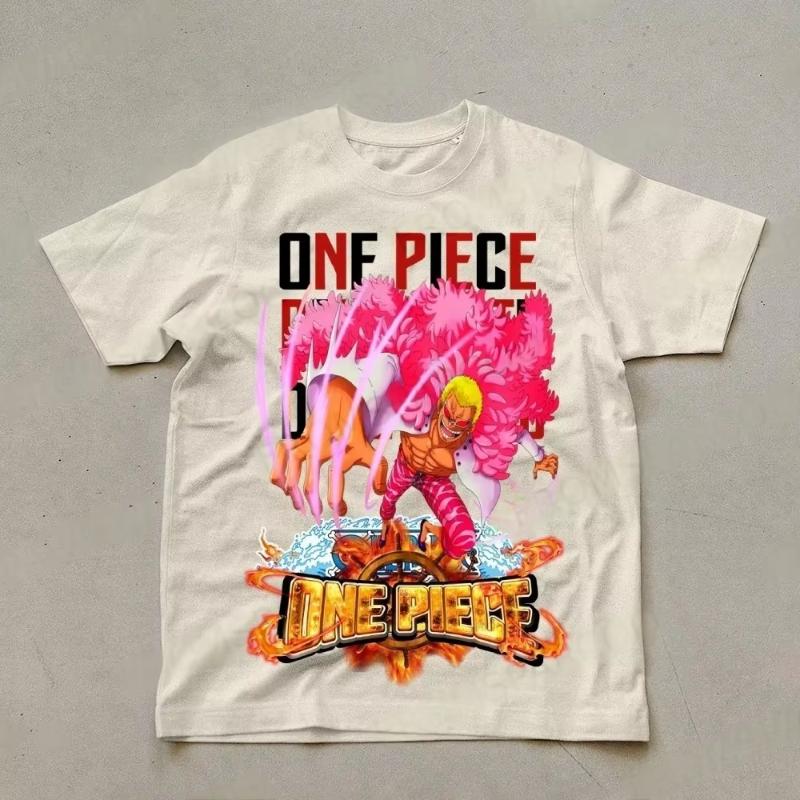 One Piece Mens Tshirt Don Quixote Doflamingo Summer Anime Autumn Boys Childrens Shortsleeved Casual Brand Parentchild Wear