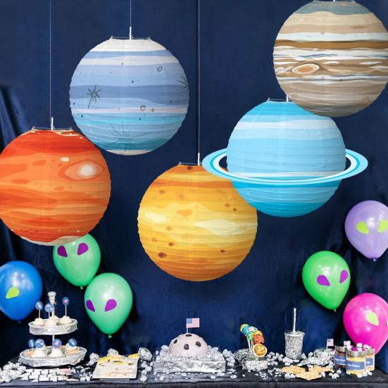 8 Unids Planeta Linternas de Papel Niños Sistema Solar Planetas Linterna Espacio Exterior Decoración de Fiesta Temática Niños Fiesta de Cumpleaños Decoración del Hogar