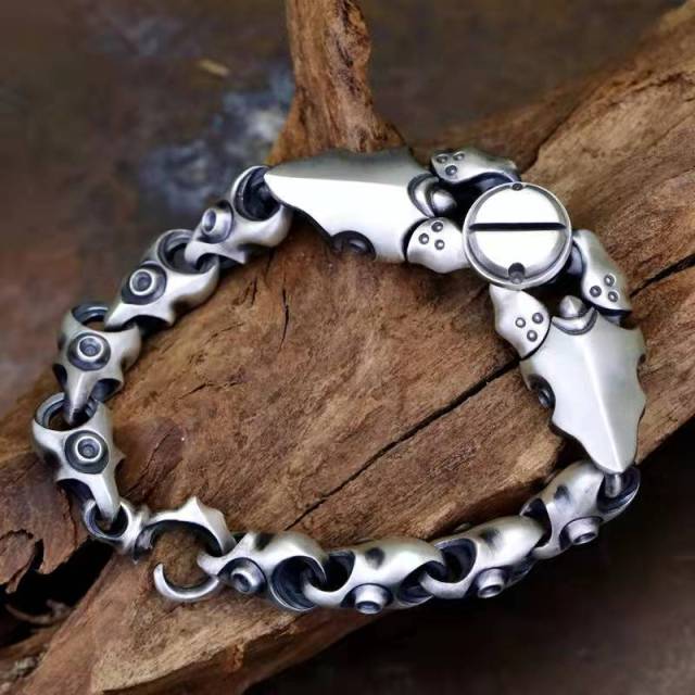 

Авангардный мастер меха король модный трендовый браслет с застежкой-молнией для мужчин меха двойной крабовый браслет хип-хоп ювелирные аксессуары 22cm