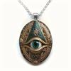Pendant Plated & Mosaic Elegant Oval Amulet Design Necklace