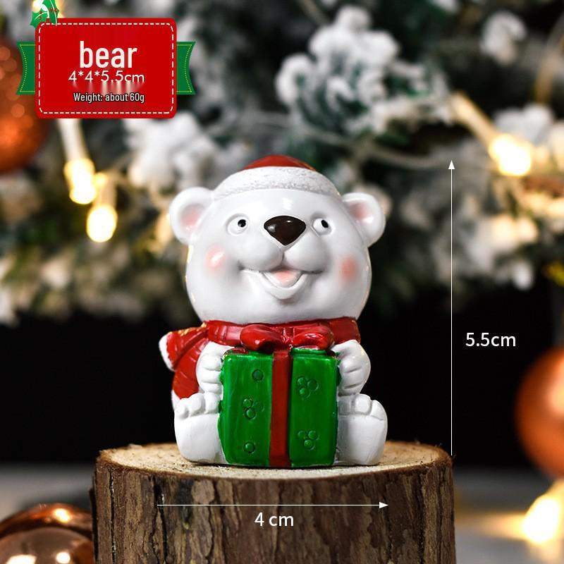 Micro Landscape Christmas Ornaments: Cute Santa Claus & Animal Tree Decorations Gift Box
