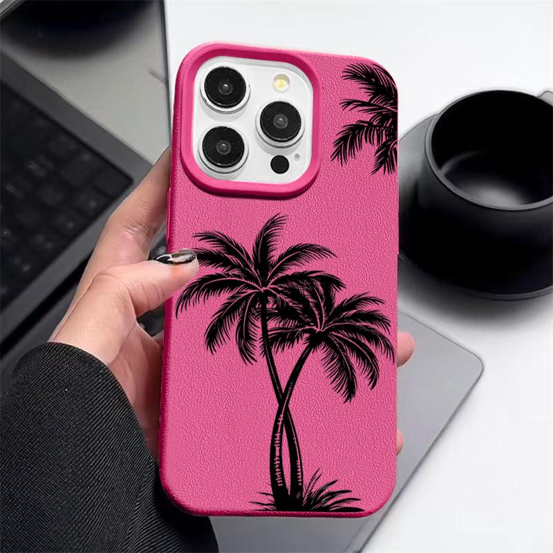 Für iPhone 16 Pro Max 16E 15 14 Pro 13 12 11 Handyhülle Kokospalmenmuster Schlank Weich TPU Sturzsicher Stoßfest Matt Bumper Cover