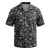 Camisa de hombre con cuello cubano Estampado de camuflaje Manga corta Verano Ropa casual