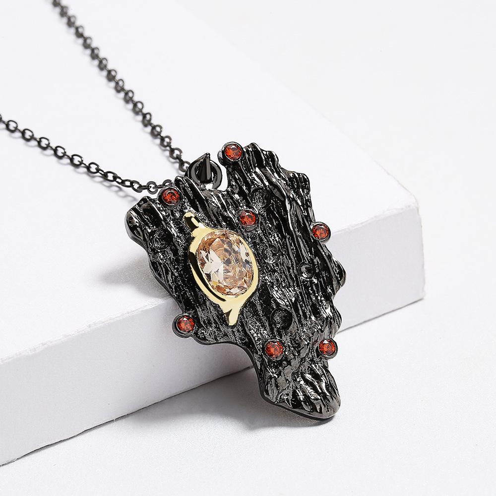 

Style Women S Geometric Inlaid Pendant Bohemian Red Creative Irregular Zircon Women S Necklace Silver Skirt Please consult customer service