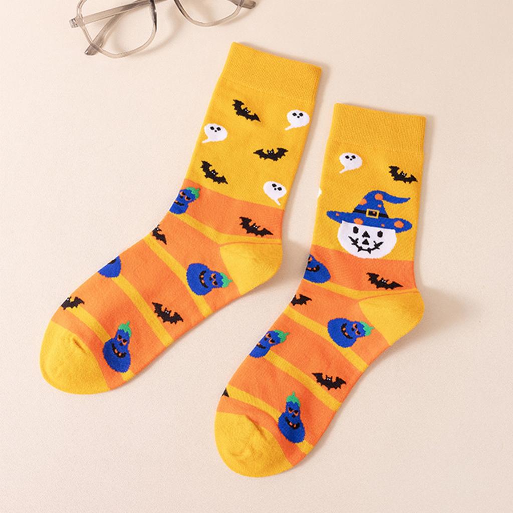 Halloween Matching Couple Socks, Funny Pumpkin Design Mid Calf Casual Socks for Men and Women