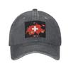 Swiss Switzerland Flag Washed Denim Cap Casual Baseball Caps Adjustable Hat Summer Unisex Baseball Hats