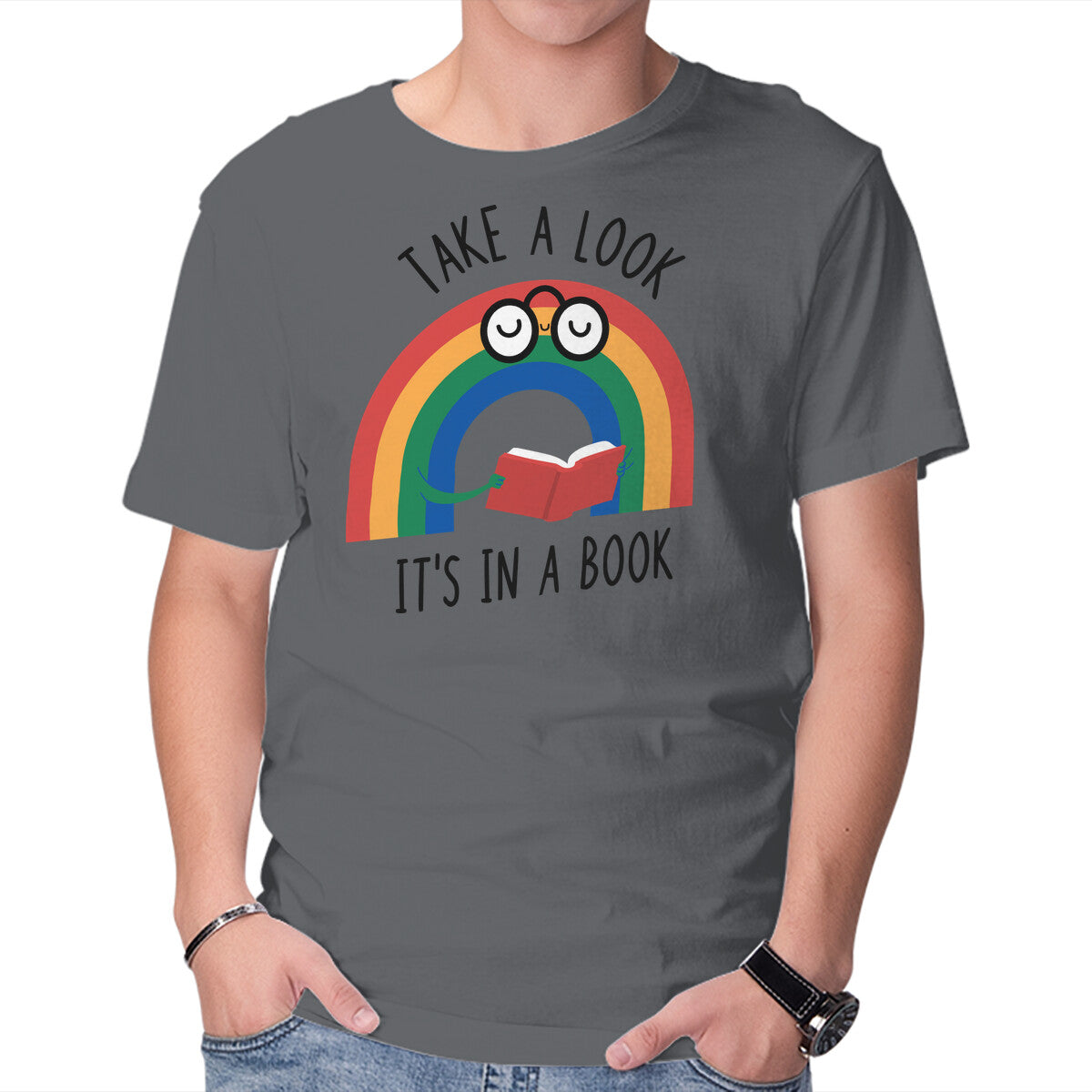 Unisex Crew Neck T-Shirt Rainbow Reader Graphic Short Sleeve Casual Tee XXL