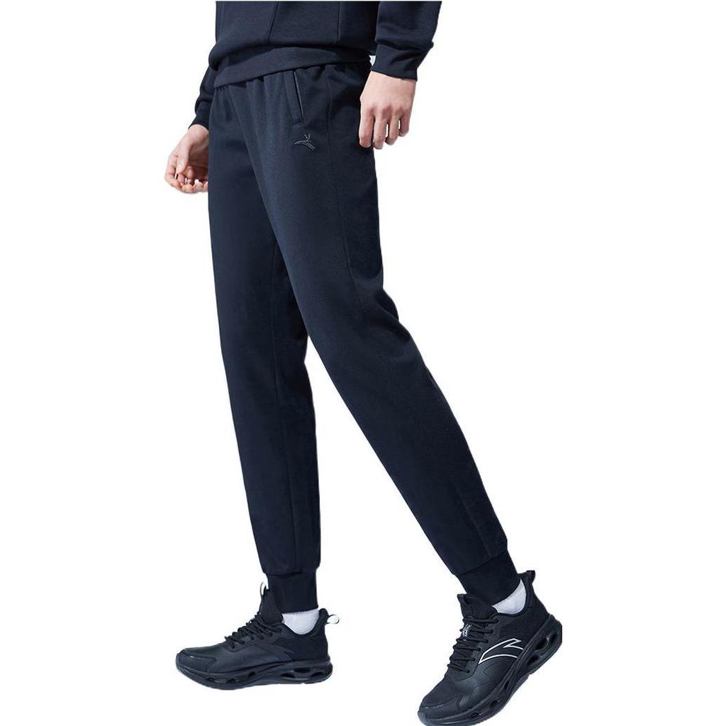 Anta Solid Color Cuffed Casual Sports Pants Men bottoms Black 152317307-1