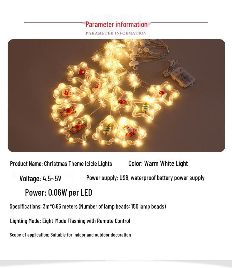 LED Christmas Star Curtain Lights - Festive Atmosphere with Wishing Ball & Flashing Colors