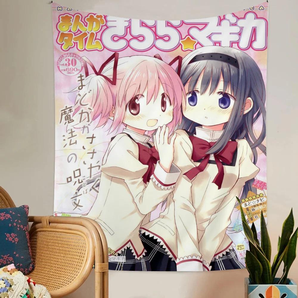 1PC Anime Puella Magi Madoka Magica Tapestry Printed Large Wall Tapestry Art Science Fiction Room Home Decor Decor Blanket