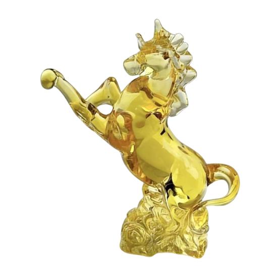 

Статуэтка Лошади из Искусственного Хрусталя Маленькая Лошадка из Выдувного Стекла Китайская Фигурка Фэн-шуй Коллекционная Скульптура Животного для Декора Дома, Офиса, Стола жёлтый