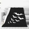 Bats Halloween Flannel Throw Blanket Winter Warm Lightweight Blankets for Home Office Picnic Blanket Bats Soft Cheap Bedspread#