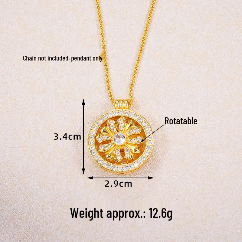 Ancient Gold Sand Eight-Treasure Compass Blessing Necklace - Chinese Retro Copper Alloy Jewelry