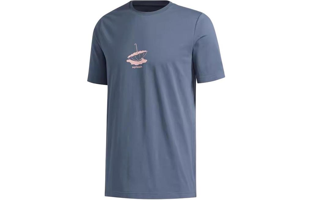 Adidas T Shirts Men's Gray Blue Crew Neck Moderate Straight Fit GE4518