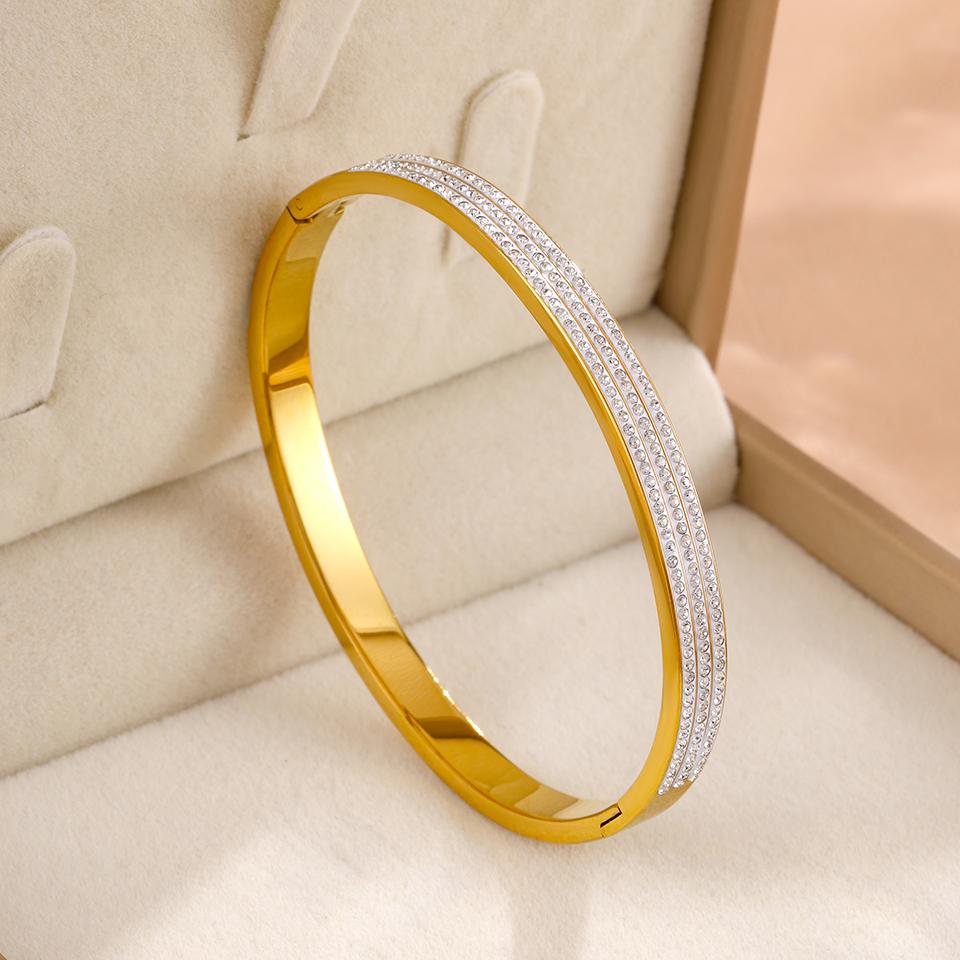 ZAKOL 5/1pcs Creative Stainless Steel Four-leaf Flower Bracelet Set for Women Buling Zirconia Inlaid Fashion Stackable Jewelry
