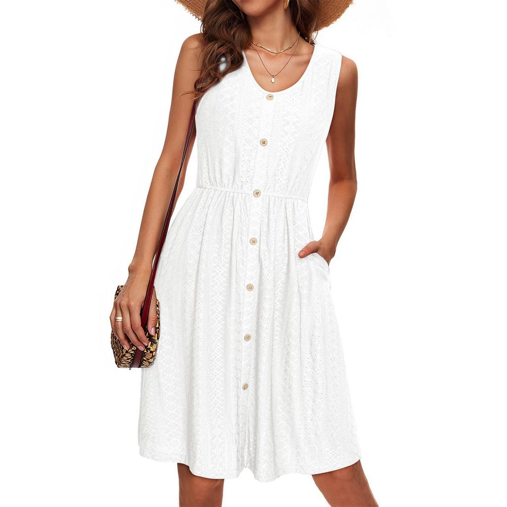 Dámská módní ležérní vesta bez rukávů jednobarevné šaty