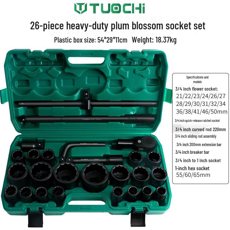 26-Piece Heavy-Duty Socket Wrench Set for Auto Repair and Maintenance