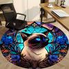 1pc StainedGlass Cat Office Round Area Rug, Under Office Chairs Bedroom Living Room Home Decor, Room Deco, Available in Various Sizes L1024338