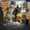 Multiple sizes Black cat in pond Print Adult Children Warm Blankets Home Travel Car Soft Comfortable Suitable for all seasons