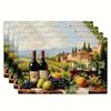 4/6pcs Set Tuscan Vineyard Wine-Themed Placemats Suitable for Home Kitchens, Dining Rooms, Parties, And Indoor Or Outdoor Decor,
