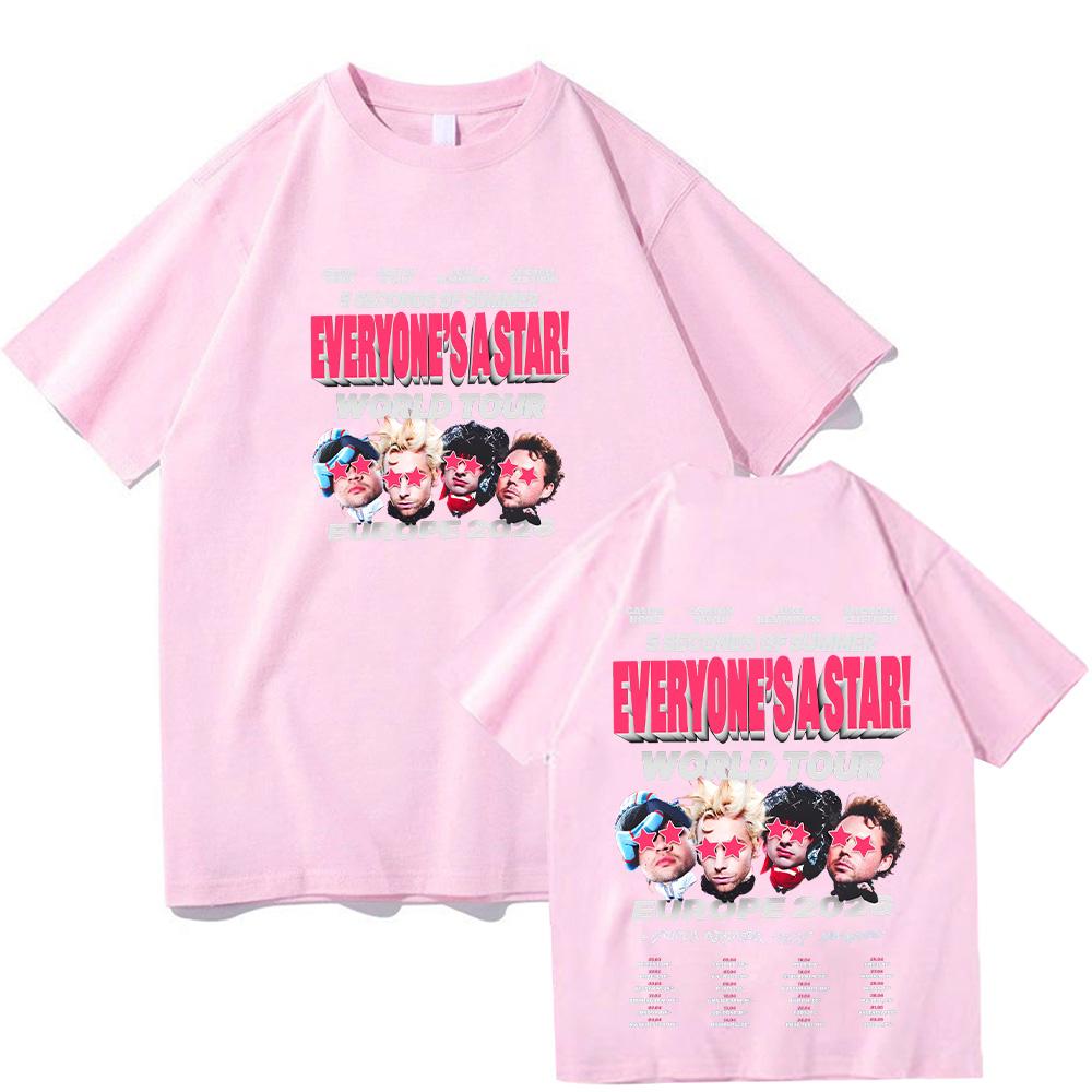 5 Seconds of Summer Europe 2026 Everyones A Star World Tour Tshirts Short Sleeve Oneck pure Cotton Male Tshirts Y2K Unisex