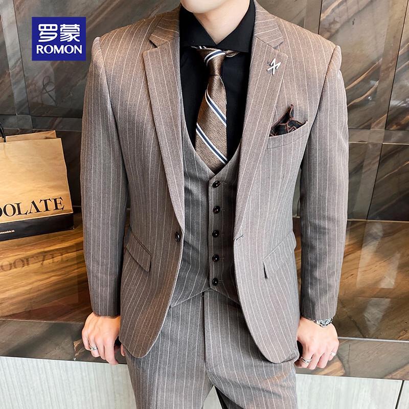 ROMON Men's Slim Fit Business Formal Suit