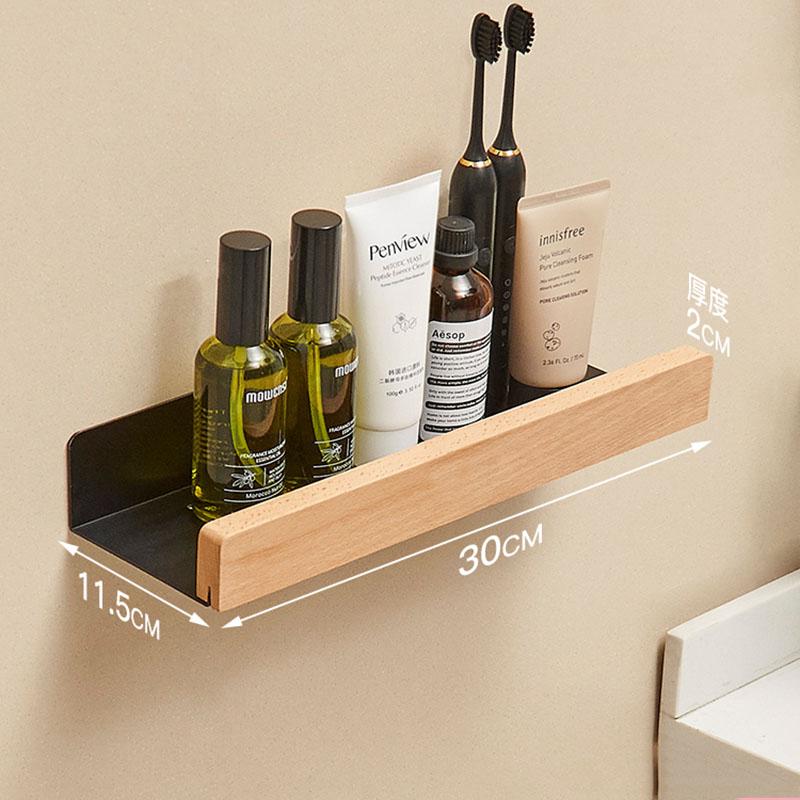 Wood Bathroom Shelving Wall Mounted Toilet Storage Holder Shampoo Shower Storage Rack Aluminum Kitchen Storage Rack White/Black