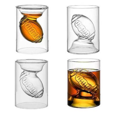 Creative Clear Glass Cup 3D Rugby/Golf Ball Shape Small Capacity Beer Shot Glasses Heat-resistant Thickened Whiskey Beer Cup