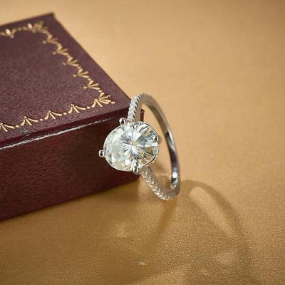 High Quality 925 Sterling Silver Moissanite Ring 8*10mm 3ct Oval Moissanite Engagement Ring