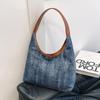 Elegant Large Capacity Tote Bag for Women  Versatile Shoulder Bag for Travel  Denim Bag Underarm  Fashionable Shoulder Bag