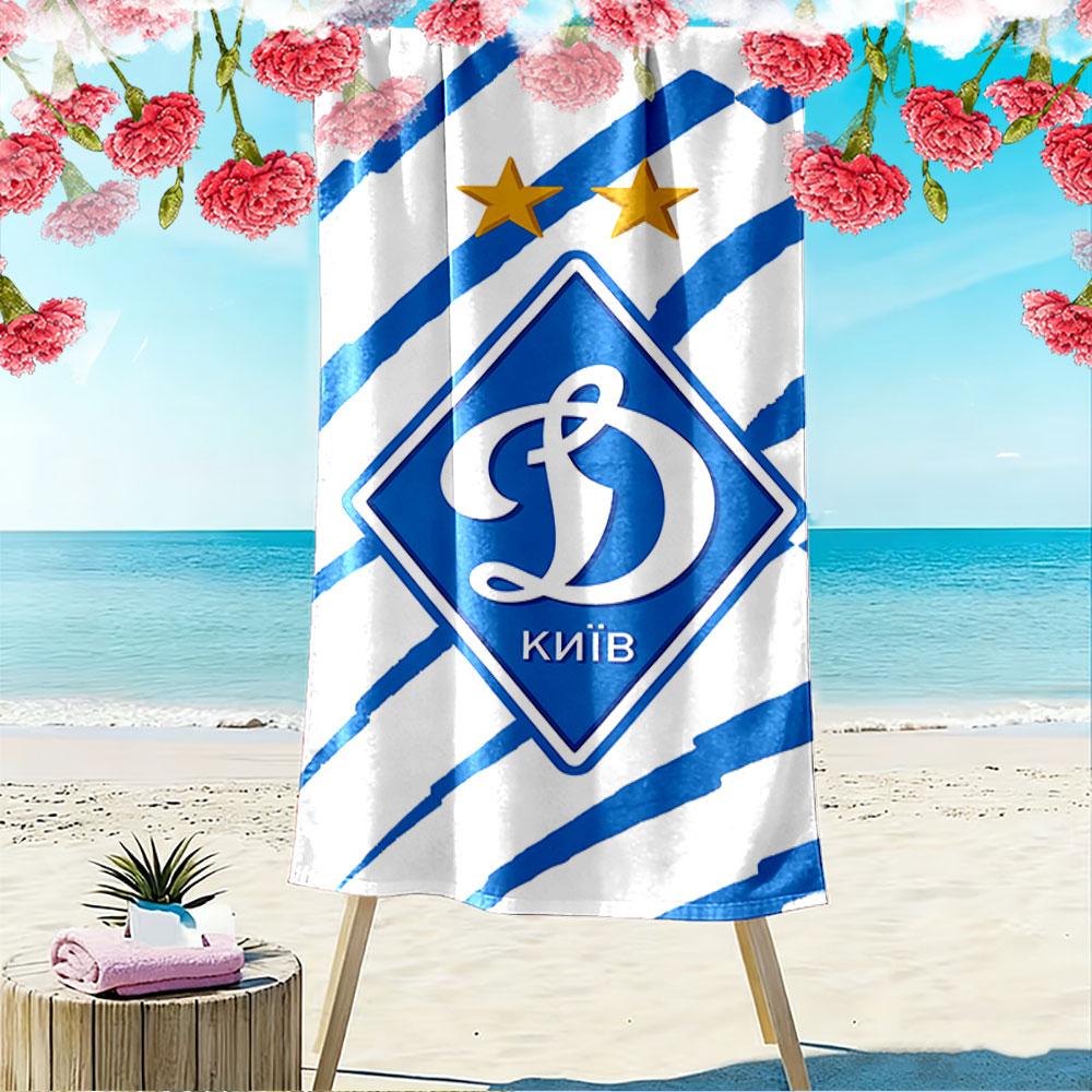 Logo-Handtuch mit blauen Streifen Ein Muss für den Strandurlaub