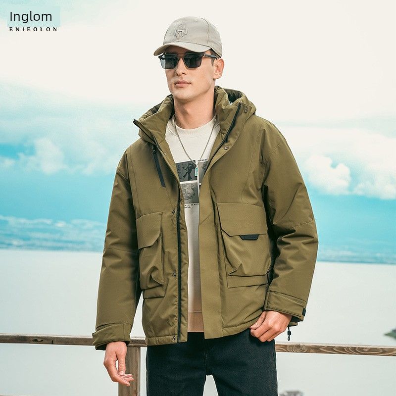 

Yingjuelun Hooded down Jacket for Men, New Winter Casual Workwear Style Coat, Warm and Cold-Resistant Parka Winter Clothing