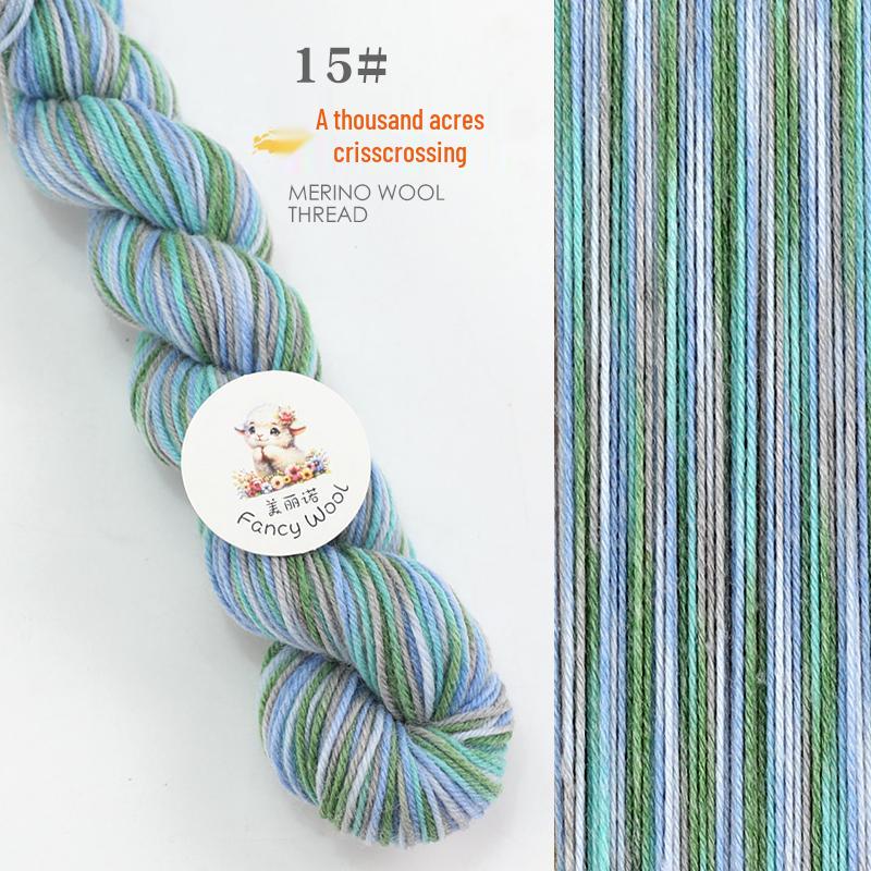 Hand-Dyed Variegated Wool Yarn: Ideal for DIY Knitting, Medium-Thickness Cotton, and Wool Blend for Hats and Scarves