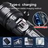 280000LM Handheld Outdoor Flashlight White Laser Torch Type-C Rechargeable LED Flashlight Durable Zoomable SOS Emergency Lamp