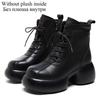 Fashion GKTINOO Women Genuine Leather Thick High Heel Ankle Boots Genuine Leather Handmade Retro Platform Thick Plush Warm Casual Boots