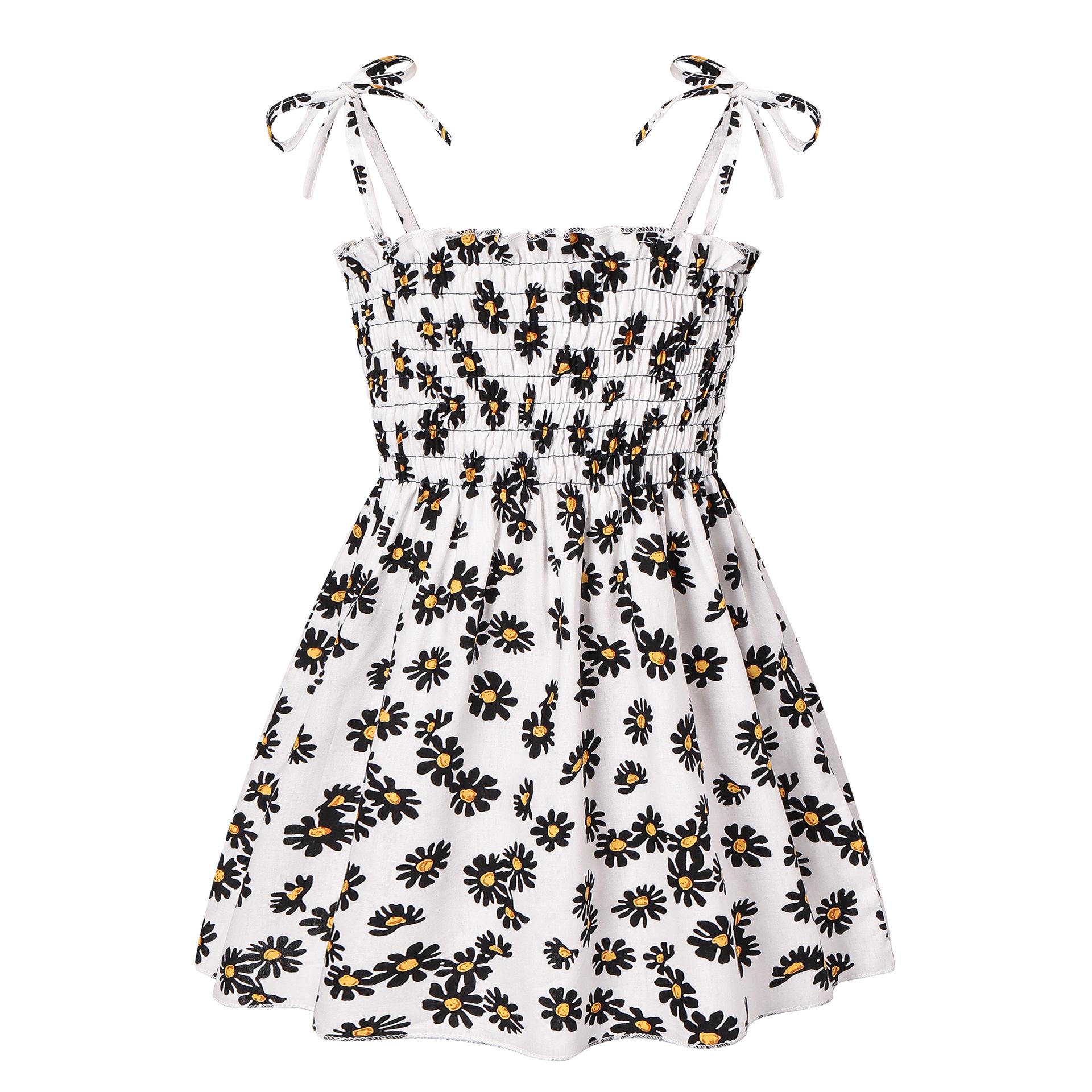 Children s Floral Print Beach Tank Dress; Summer Girls Casual Vacation Tank Dress 100cm