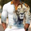 Essential! Long-sleeve Polo with Wolf & Leaf Prints