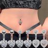 Shiny Zircon Crystal Belly Button Rings for Women Fashion Heart Navel Ring Metal Steel Barbell Butterfly Body Piercing Jewelry
