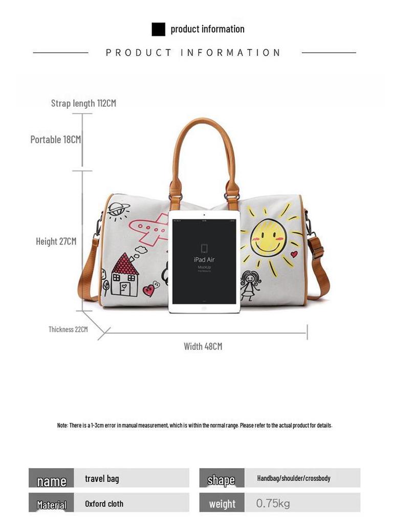 Trendy Graffiti Travel Bag: New Fashion Casual Luggage with Wet/Dry Separation for Women