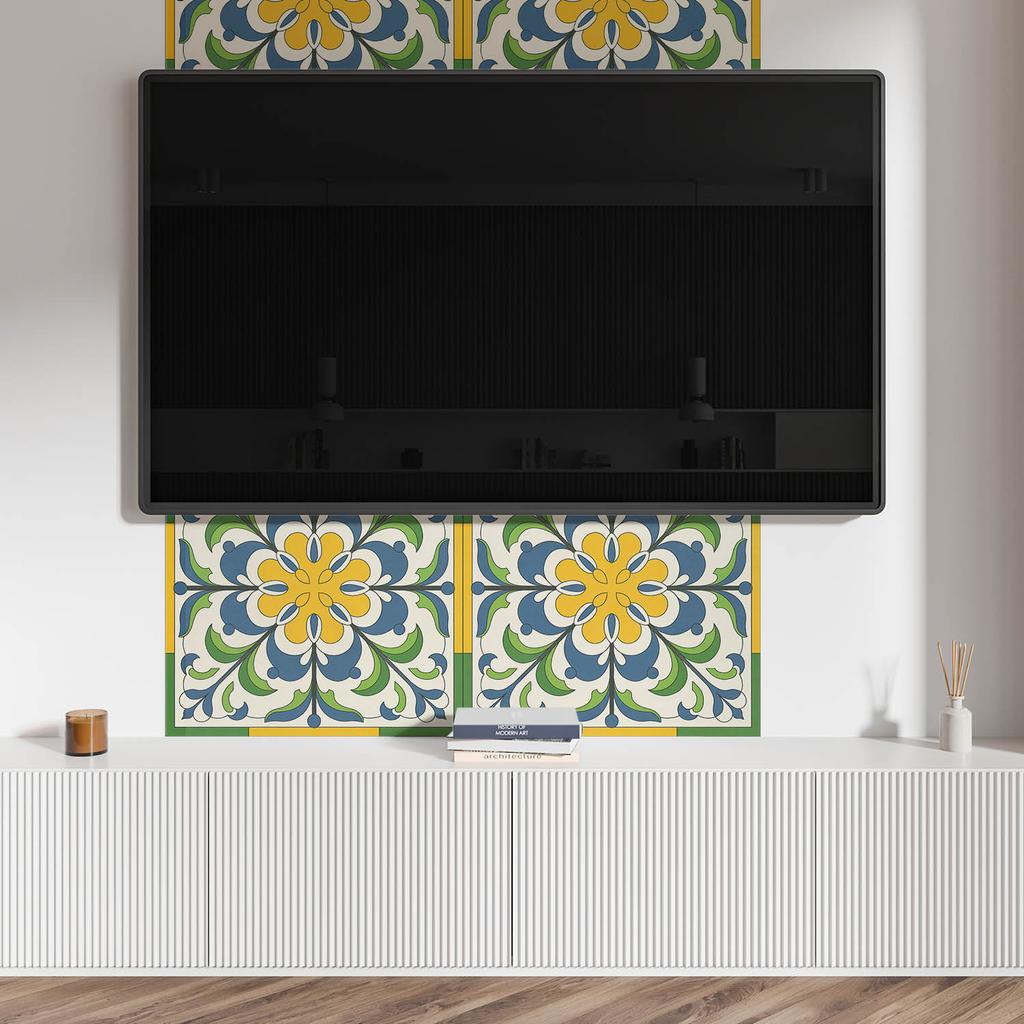 Naklejany Dekor Z Grafiką Do Przedpokoju Winylowy 120X60 Cm Motyw Kwiatowy Z Liśćmi
