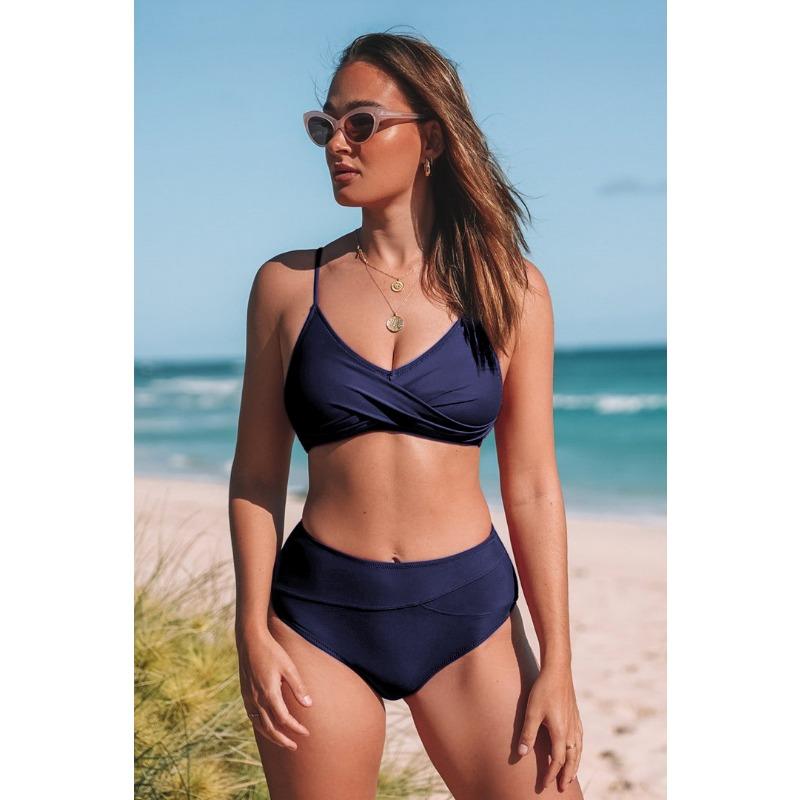 Beliebter Bestseller Einfarbiger Badeanzug Sexy Kreuz Weiche Tasche Geteilt Damenbikini Europäischer und Amerikanischer Badeanzug