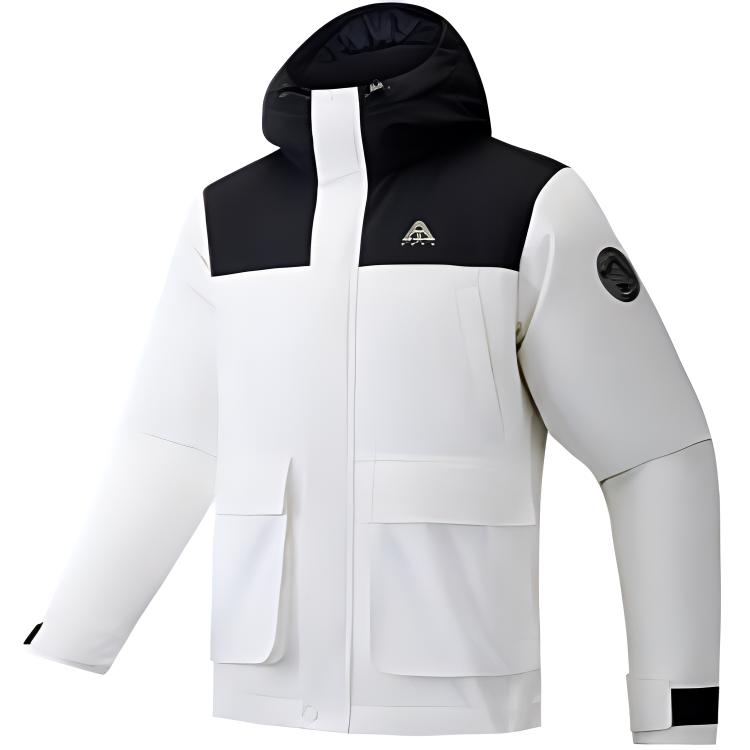 

Anta Outdoor Series Windproof Warm Solid Color Down Jacket Men Outerwear Paper-White Basic-Black 952446903-6 M