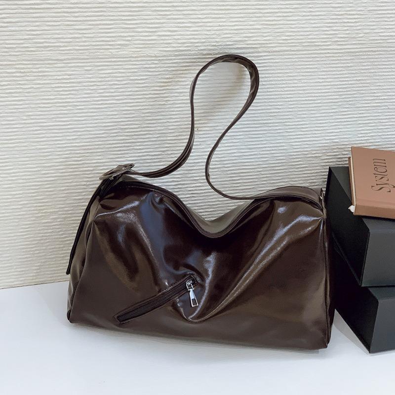 New Spice Girl Soft Leather Bag Textured Tote Bag Trendy Fashion Crossbody Shoulder Casual Large Capacity Bag