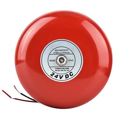 Campana de Alarma Metálica Redonda de 24V Seguridad Campana de Alarma de Incendio Roja